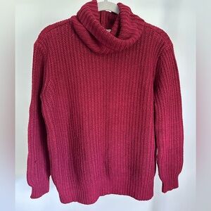 Red Chunky Turtleneck Sweater